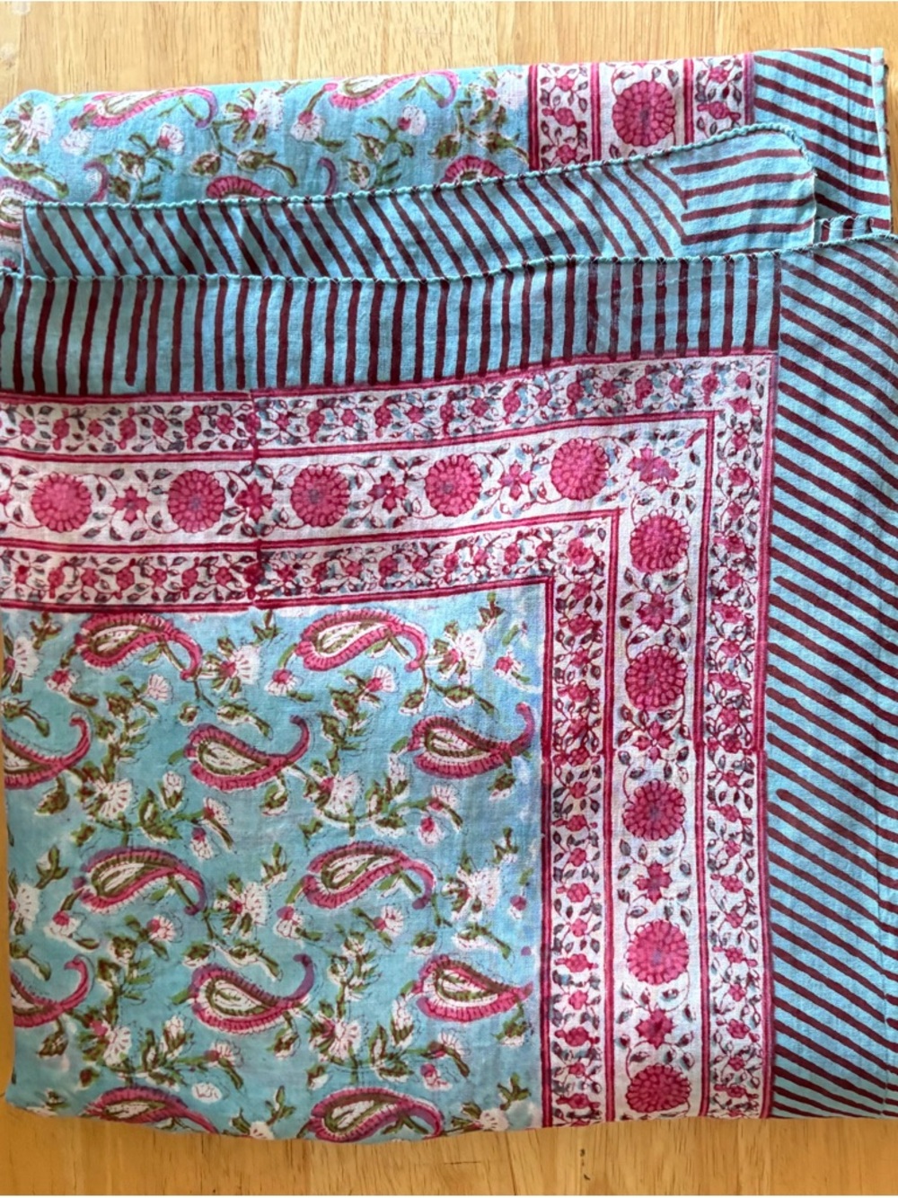 Pink and Blue Paisley Beach Sarong - Picture 2 of 5